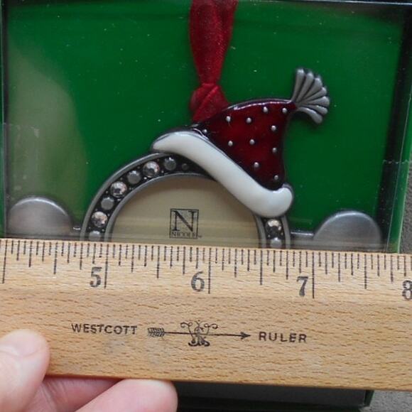 Bone Shape w/Santa Hat Pet Picture Frame Christmas Ornament NIB Nicole Frames - Picture 2 of 4